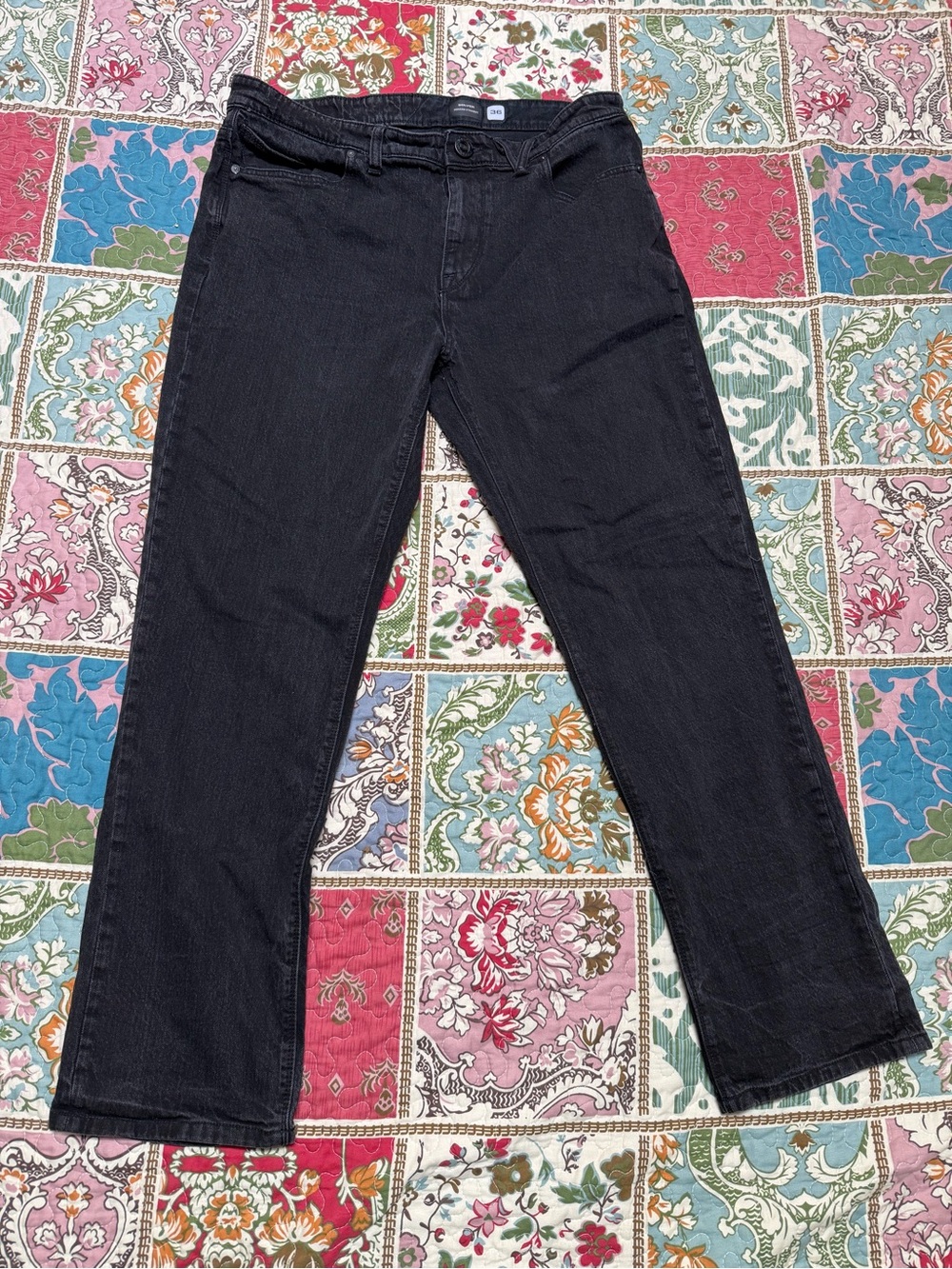 Volcom Solver Modern Straight Black Jeans Size 36x30 Stretch